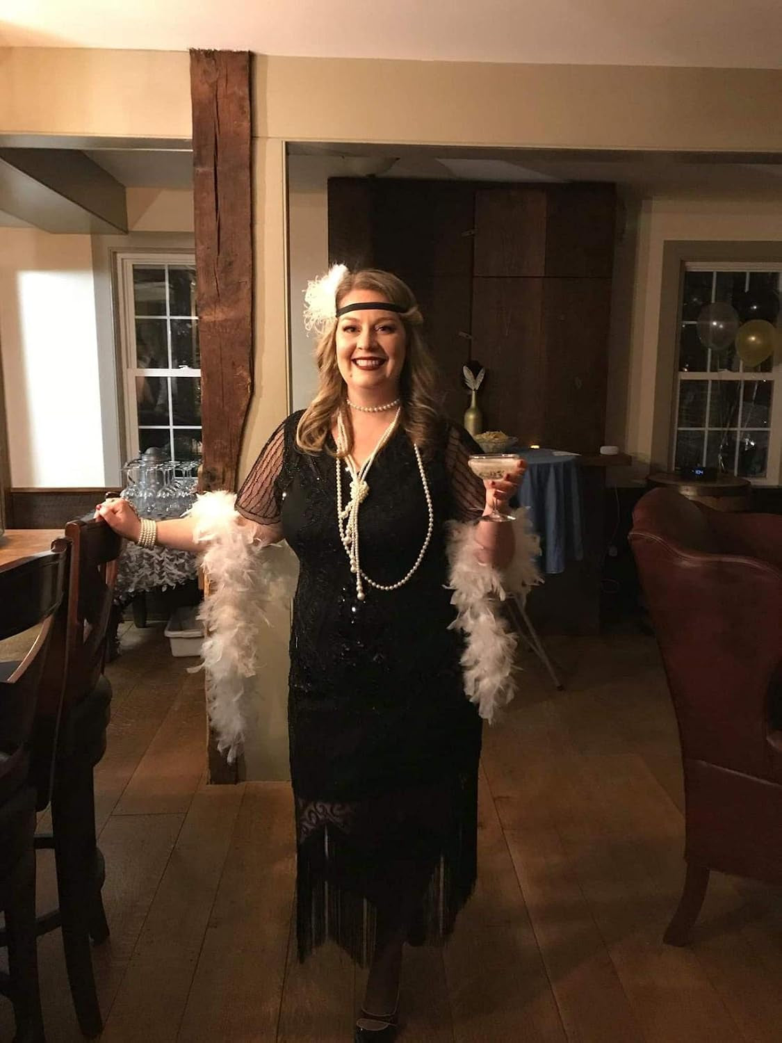 Women'S 1920S Dress Sequin Art Deco Flapper Dress with Sleeve